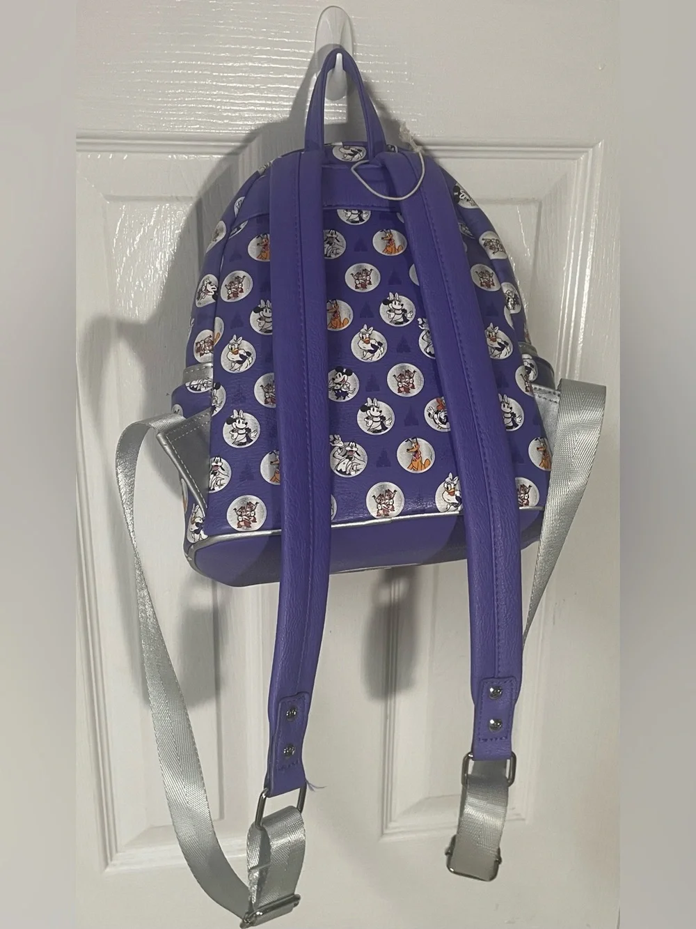 Disney 100th Anniversary Loungefly Mini Backpack Bag Mickey Platinum Purple Spot